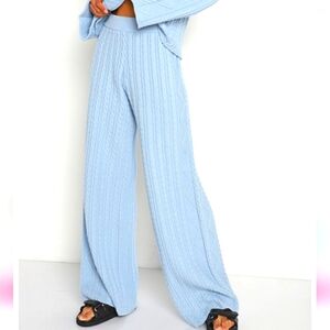 NWT REVOLVE CALLAHAN NORA CABLE KNIT WIDE LEG HIGH WAIST PANT SKY XS